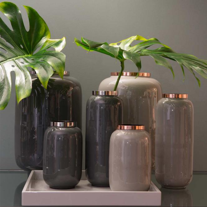 Saigon Vase L, hellgrau/kupferfarben