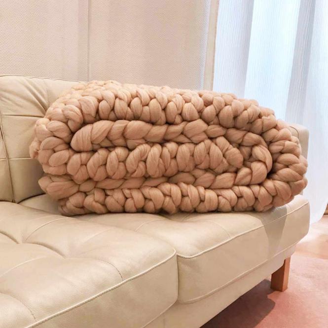 Wolldecke Cosima Chunky Knit, beige