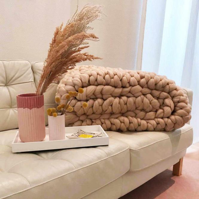Wolldecke Cosima Chunky Knit, beige
