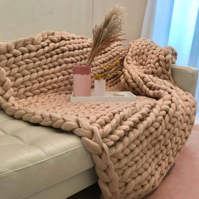 Wolldecke Cosima Chunky Knit, beige