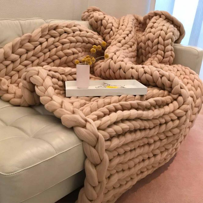 Wolldecke Cosima Chunky Knit, beige