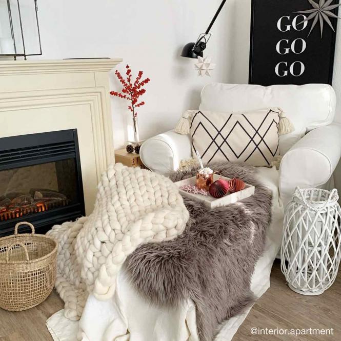 Wolldecke Cosima Chunky Knit, weiß