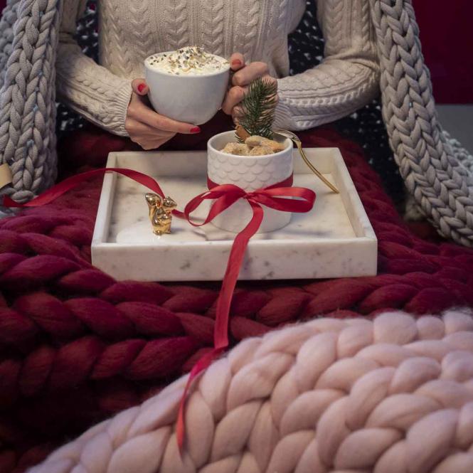 Wolldecke Cosima Chunky Knit, bordeaux