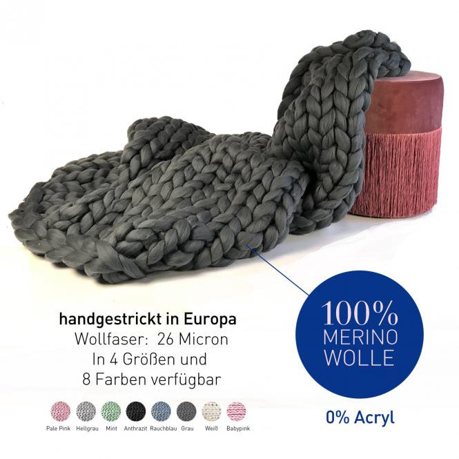 Wolldecke Cosima Chunky Knit, grau