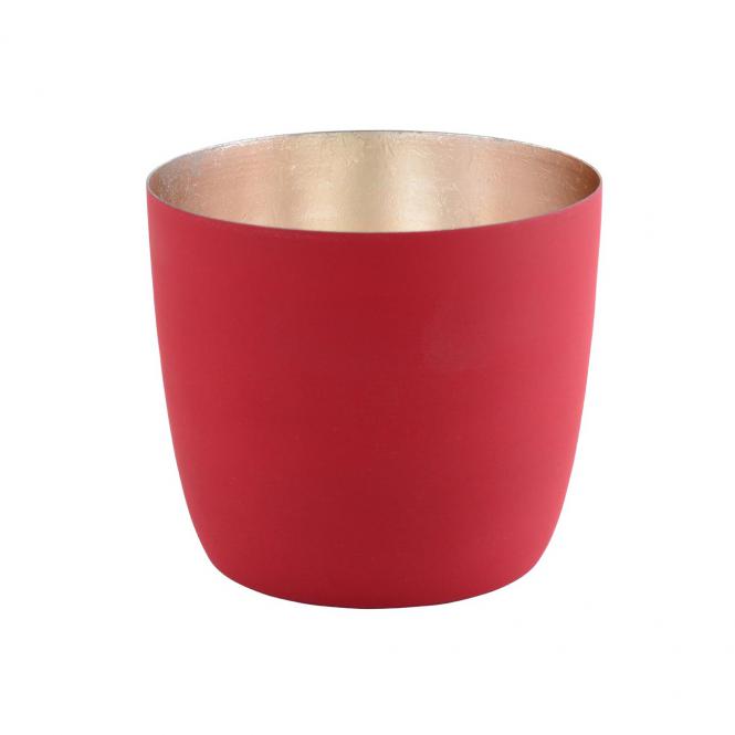 Teelichthalter Madras M rot matt/nudegold
