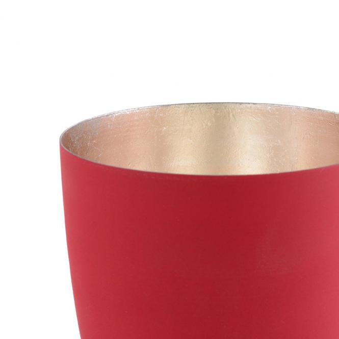 Teelichthalter Madras M rot matt/nudegold