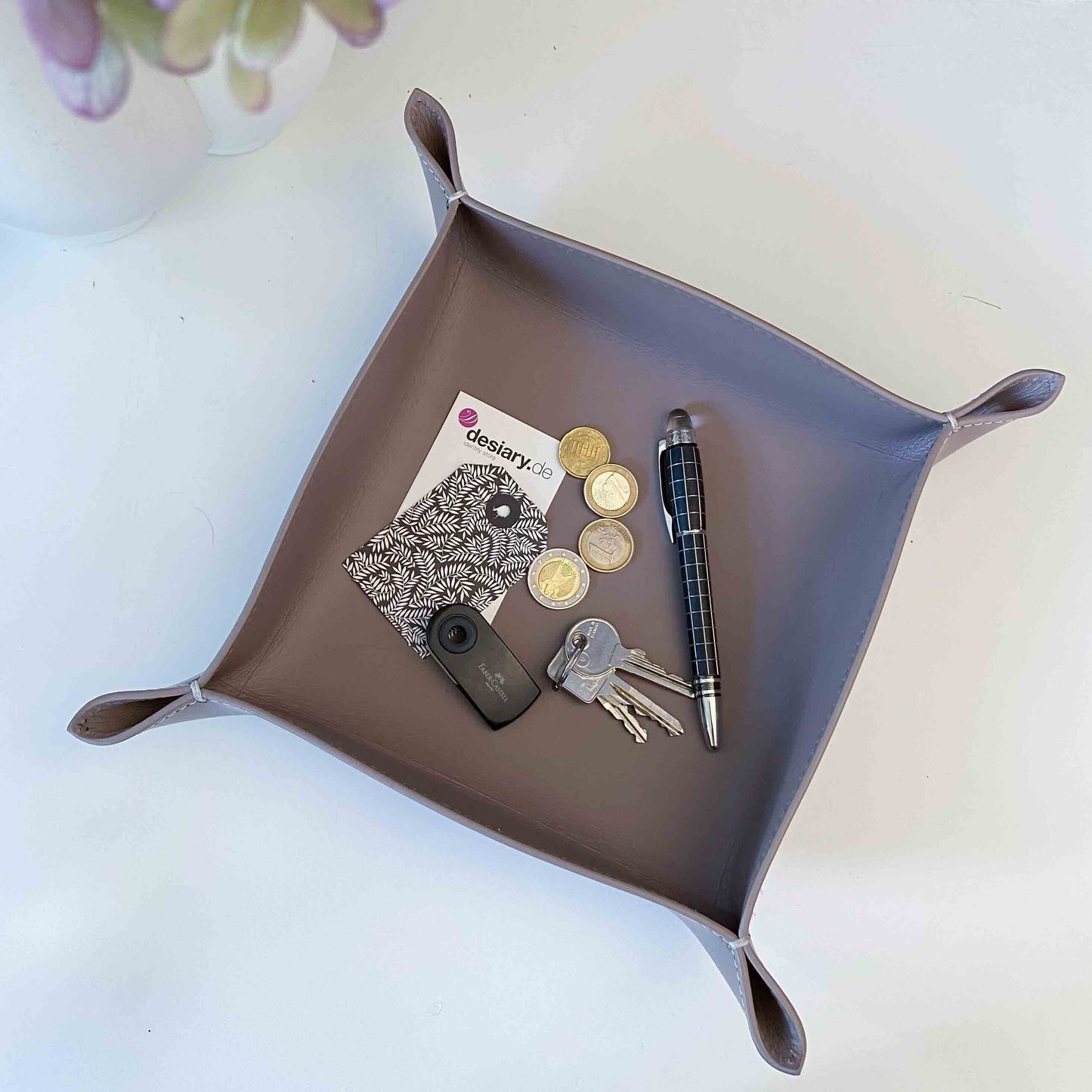 Lederschale Taschenleerer Corium 20 x 20 cm, braun