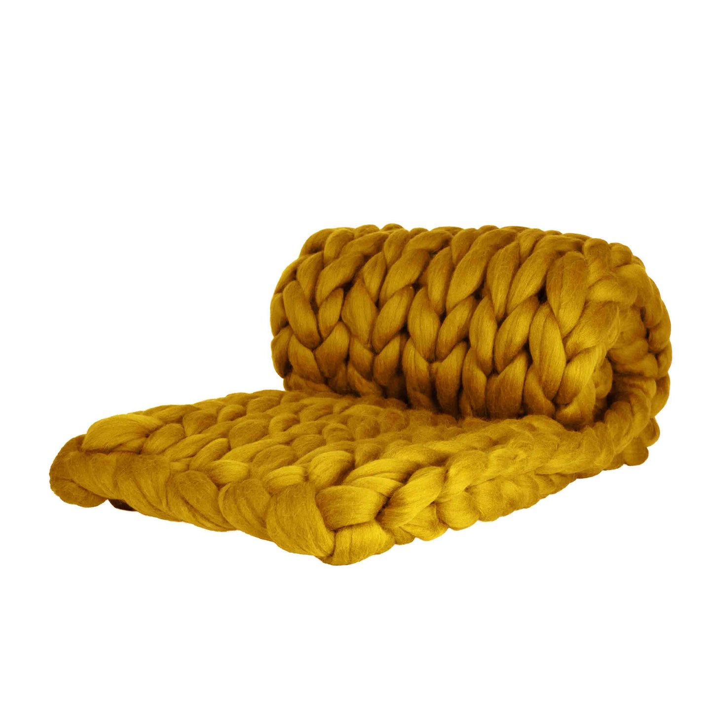 Wolldecke Cosima Chunky Knit, senfgelb