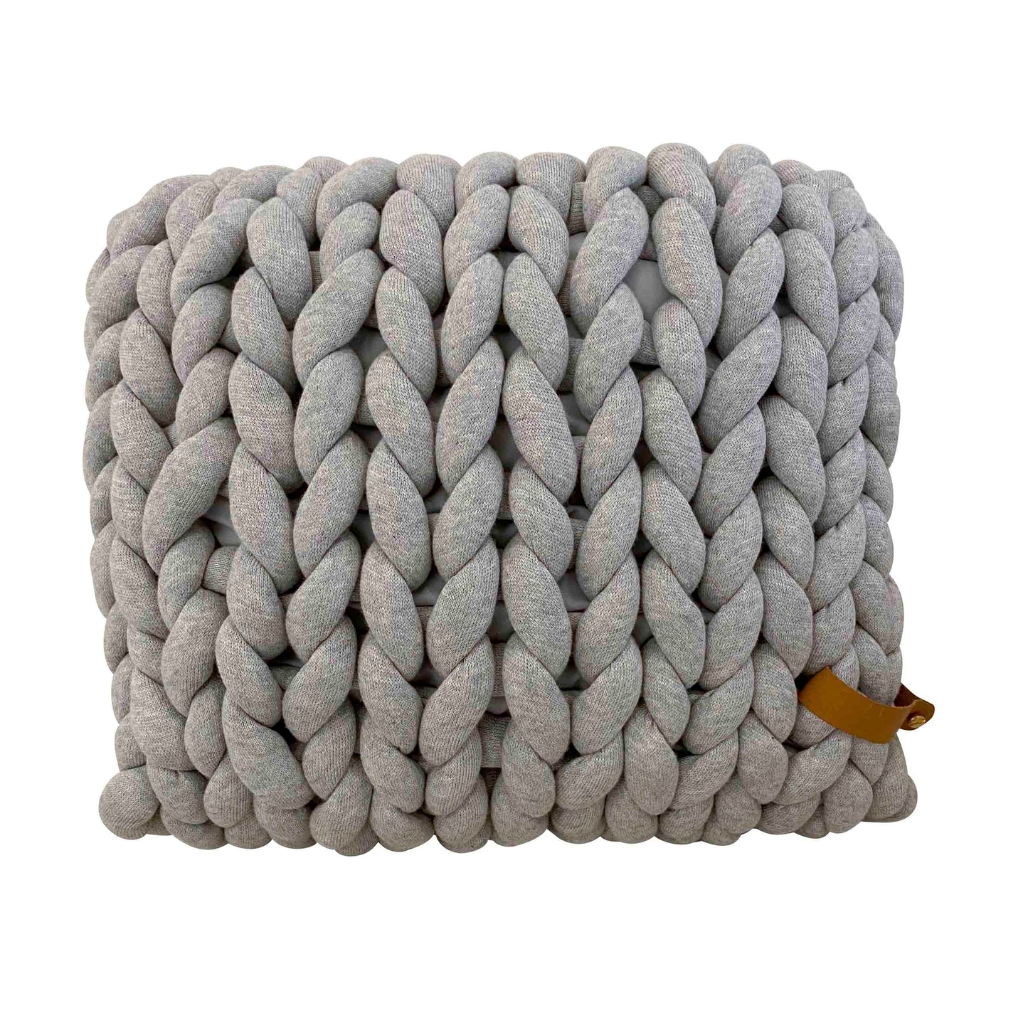 XXL Grobstrick Kissen Cotton Tube, hellgrau meliert
