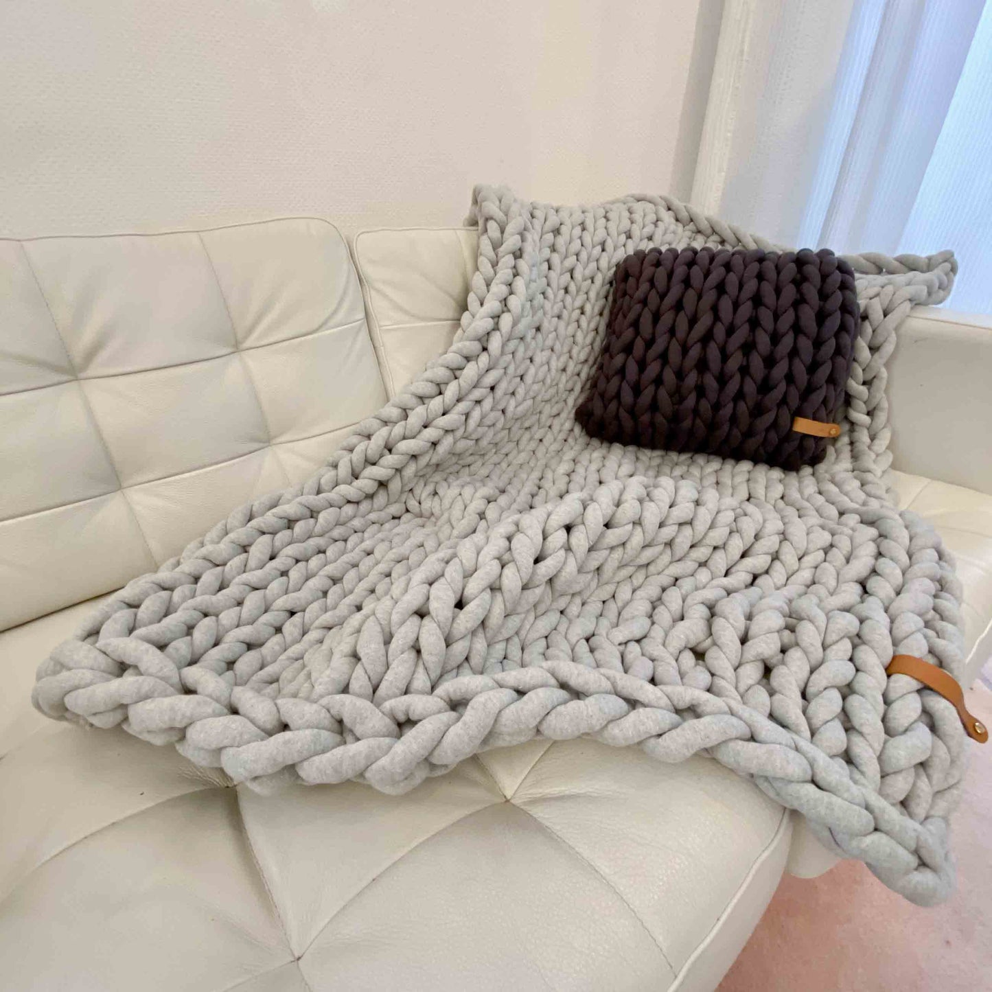 XXL Grobstrick Kissen Cotton Tube, dunkelgrau