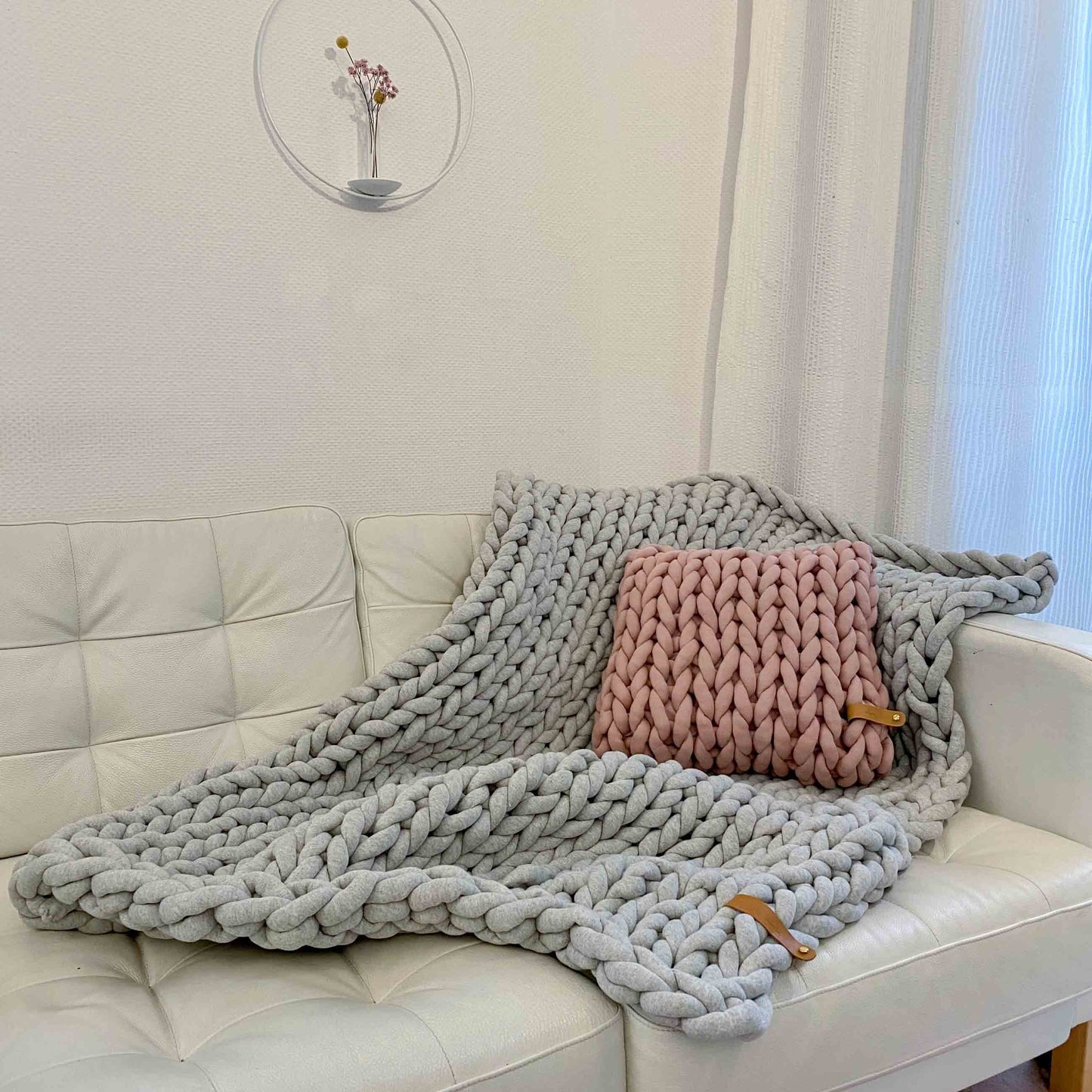 XXL Grobstrick Kissen Cotton Tube, mauve