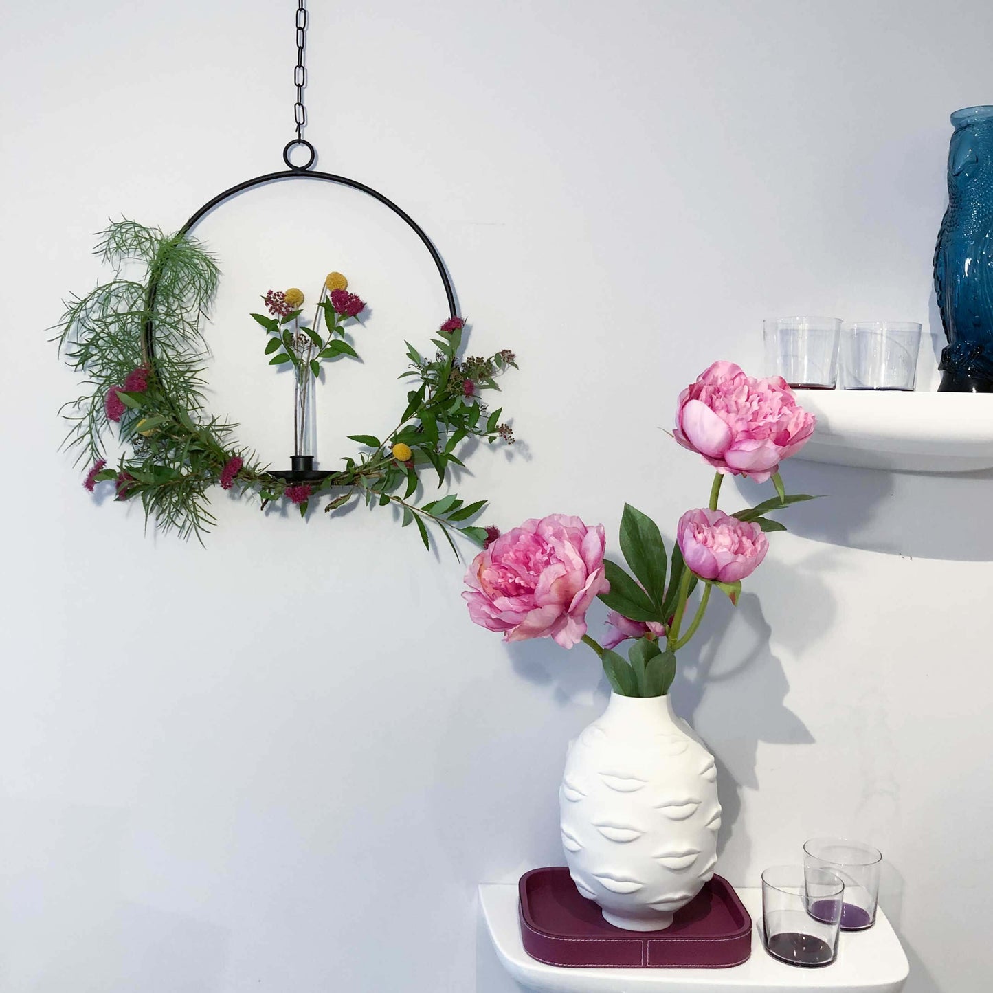 Dekoring mit Vase/Kerzenhalter Ijus Rund, schwarz