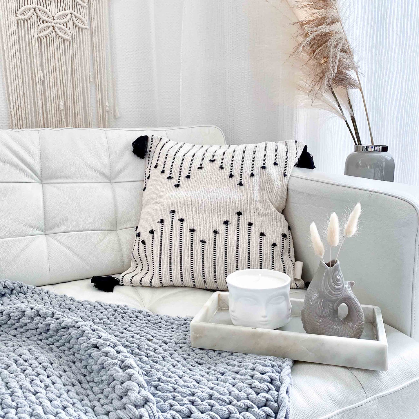 Boho-Set Kissenbezug Tassel inkl. Innenkissen, quadratisch