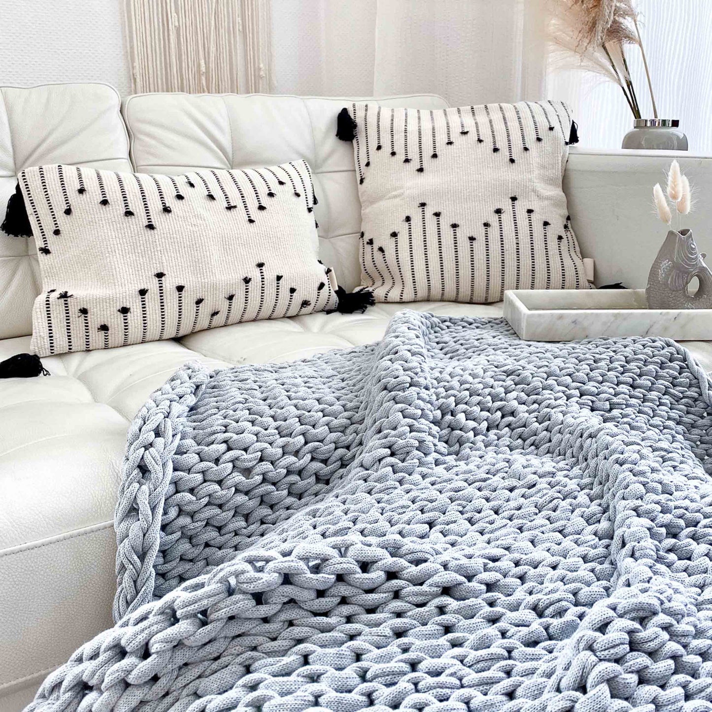 Boho-Set Kissenbezug Tassel inkl. Innenkissen, rechteckig