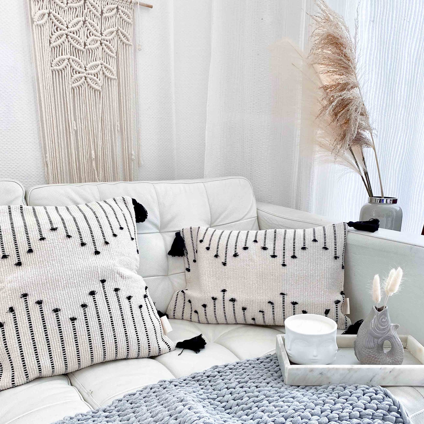 Boho-Set Kissenbezug Tassel inkl. Innenkissen, quadratisch