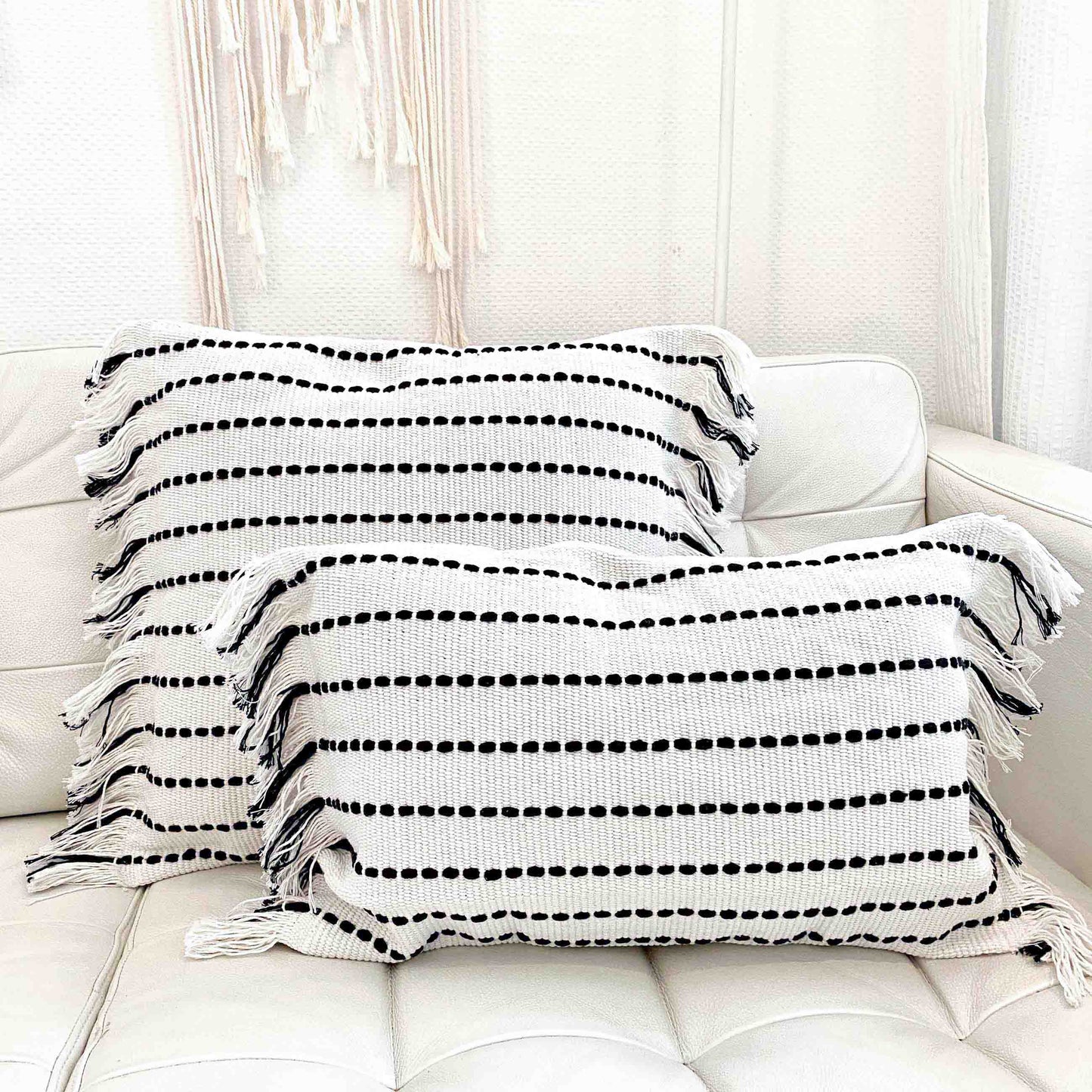 Boho-Set Kissenbezug Lands & Pits Fringes inkl. Innenkissen, rechteckig