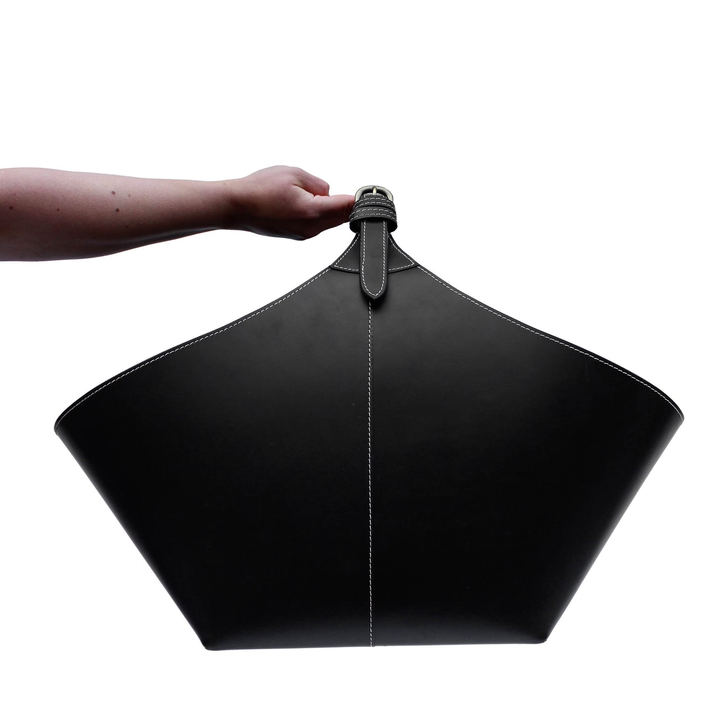 XL Kaminholzkorb Leder Korb BRASA zur Aufbewahrung, schwarz