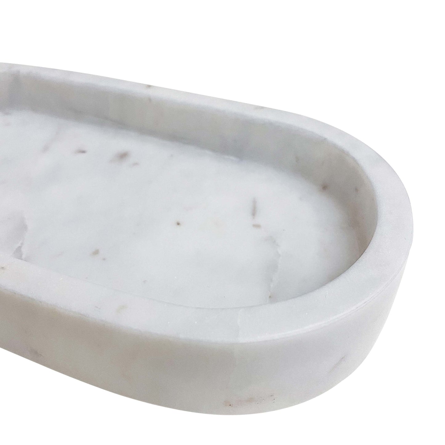 Marmortablett, oval weiß