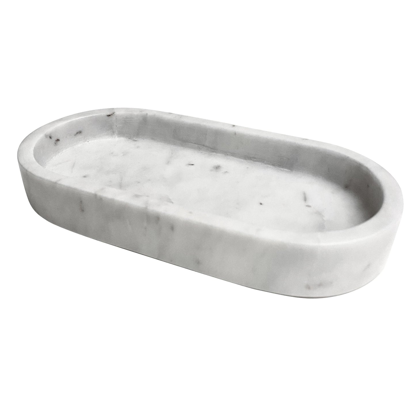 Marmortablett, oval weiß