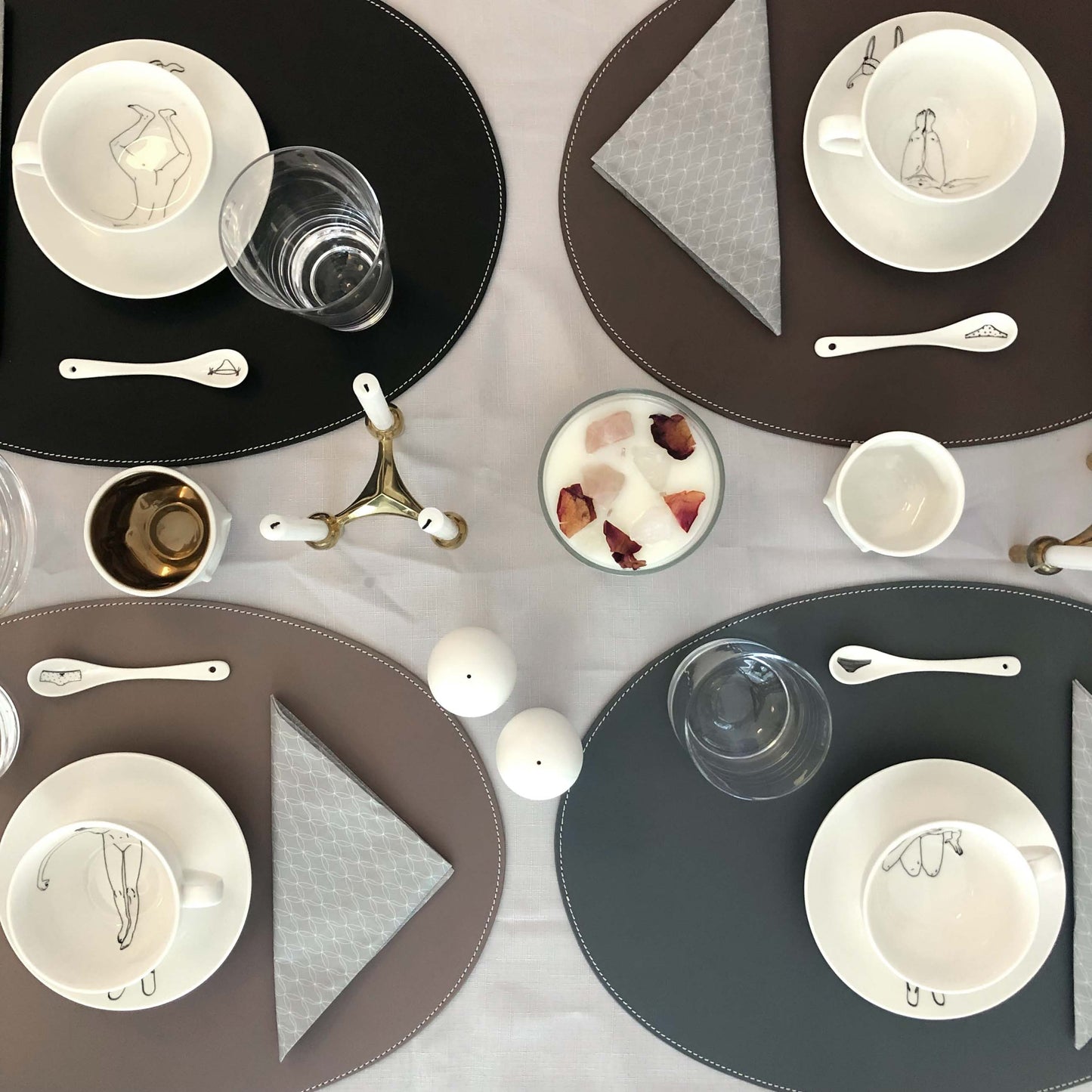 Leder Tischset, Lederunterlage KANON oval, braun