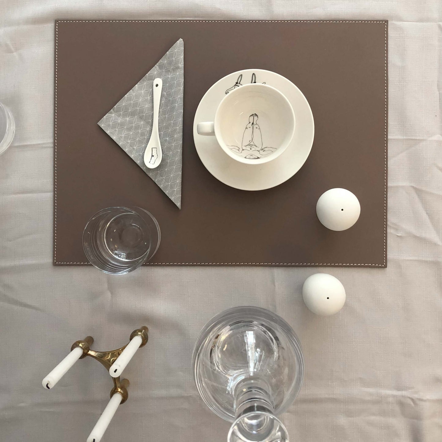 Leder Tischset, Lederunterlage KANON rechteckig, taupe