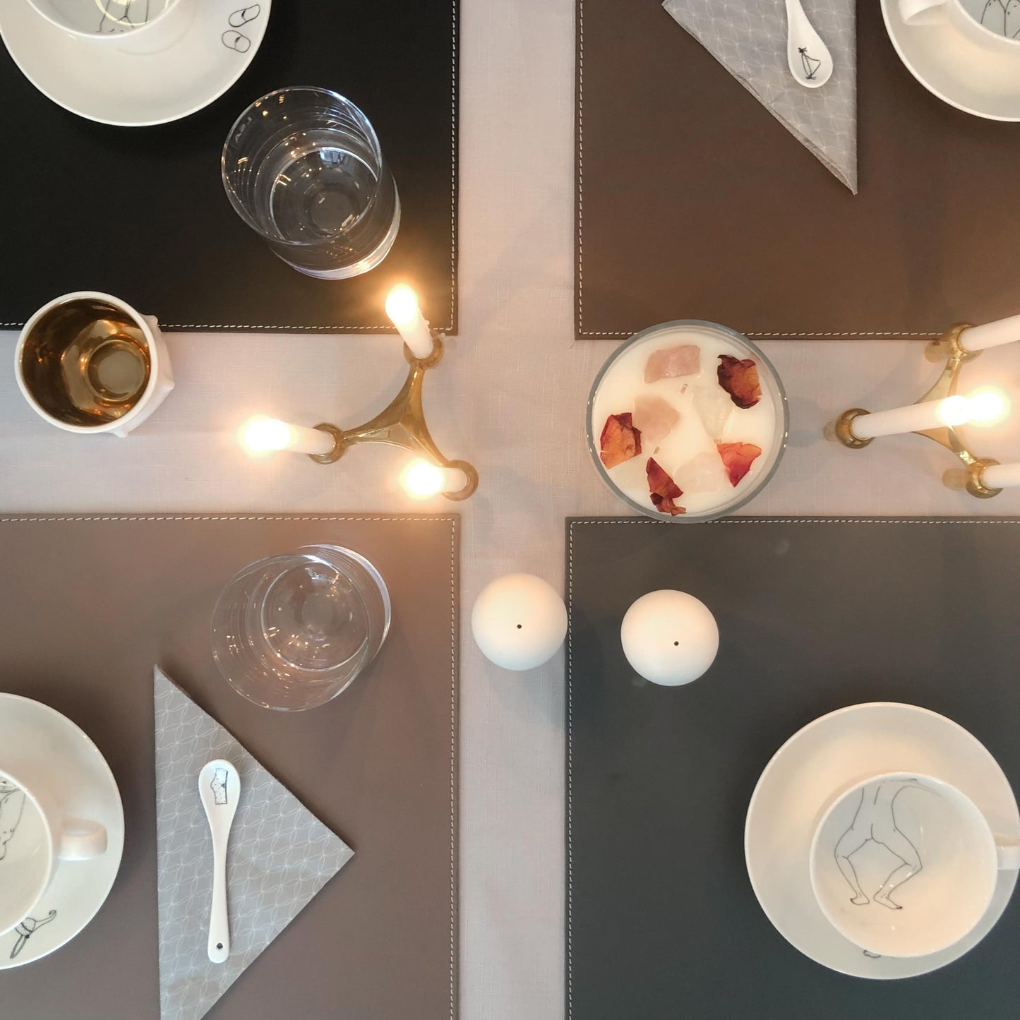 Leder Tischset, Lederunterlage KANON rechteckig, taupe