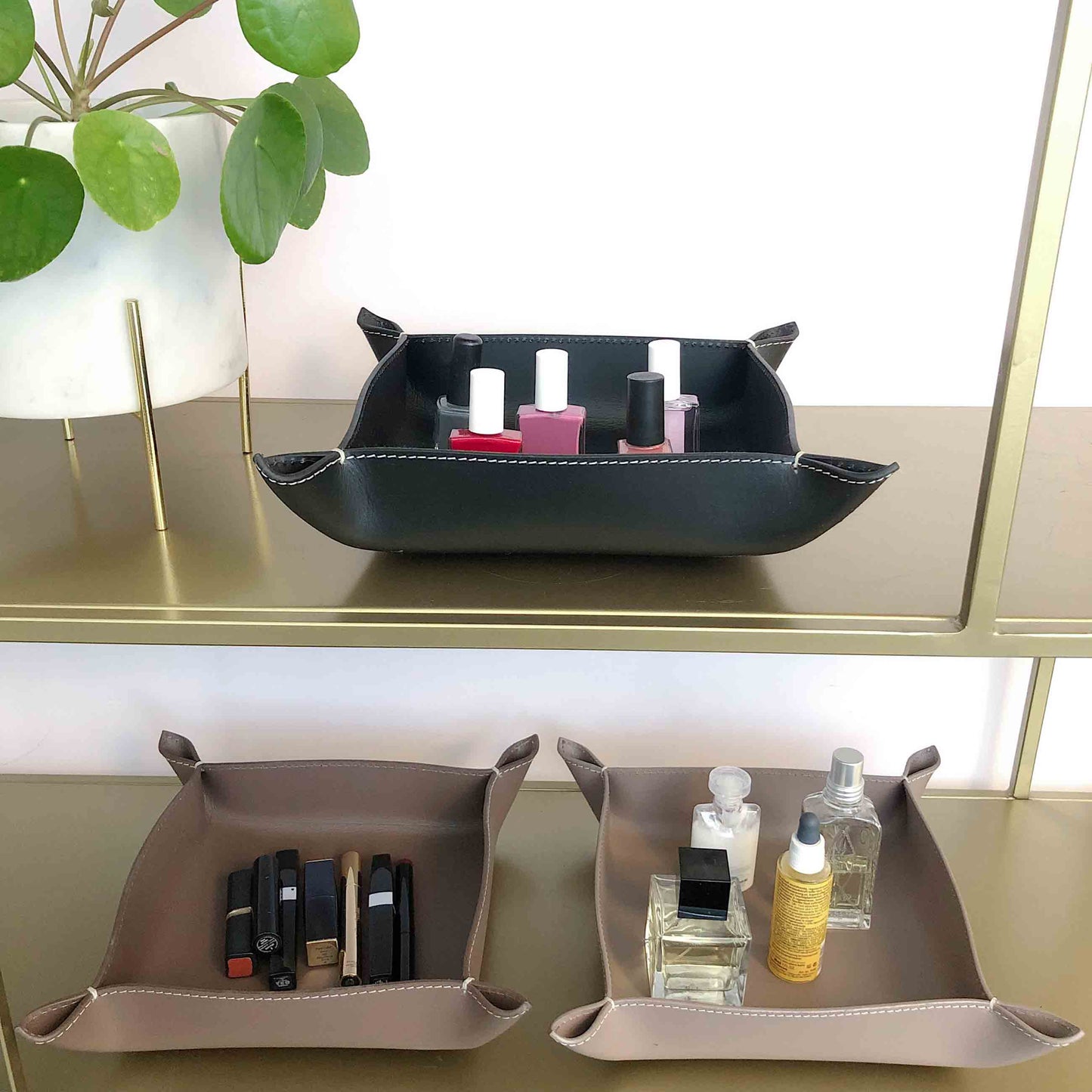 Lederschale Taschenleerer Corium 20 x 20 cm, braun
