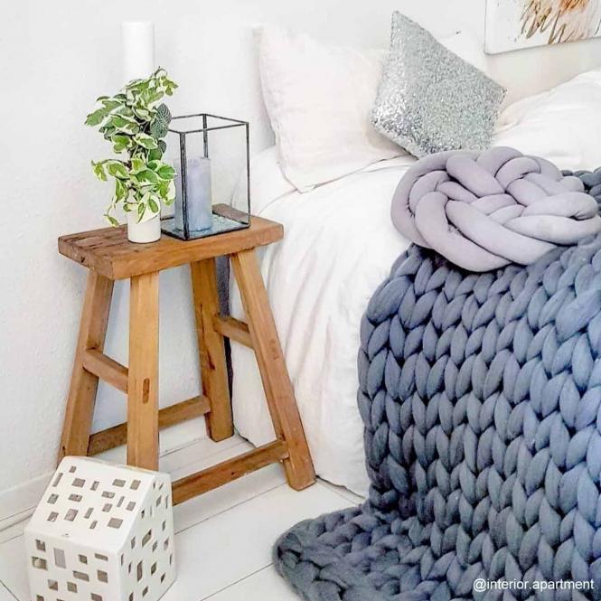 Wolldecke Cosima Chunky Knit, grau