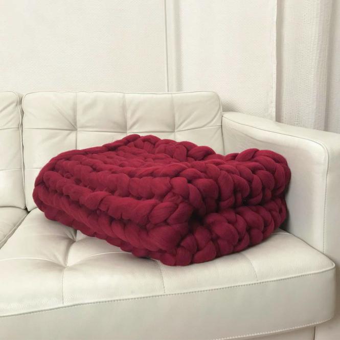 Wolldecke Cosima Chunky Knit, bordeaux
