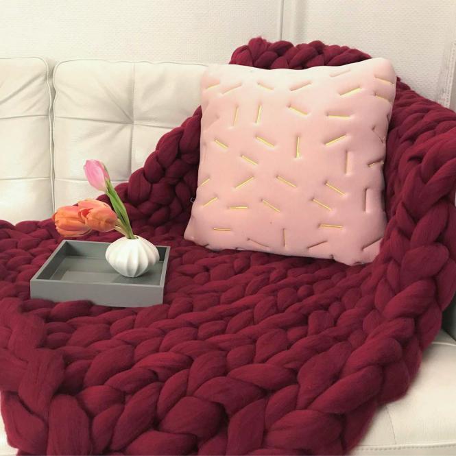 Wolldecke Cosima Chunky Knit, bordeaux