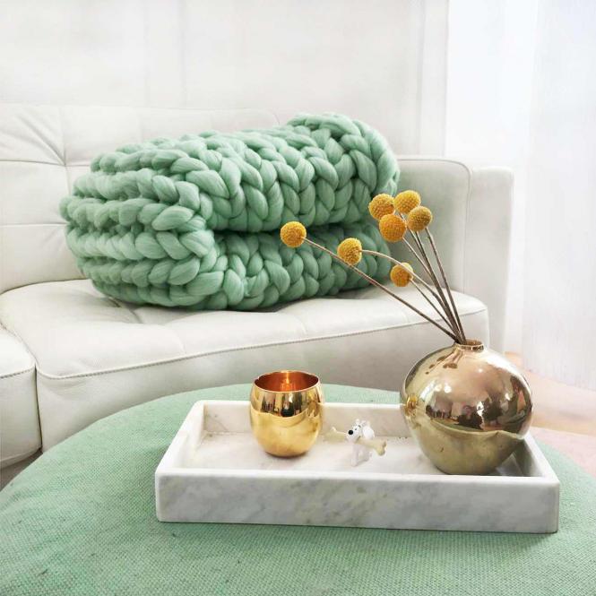 Wolldecke Cosima Chunky Knit, mint