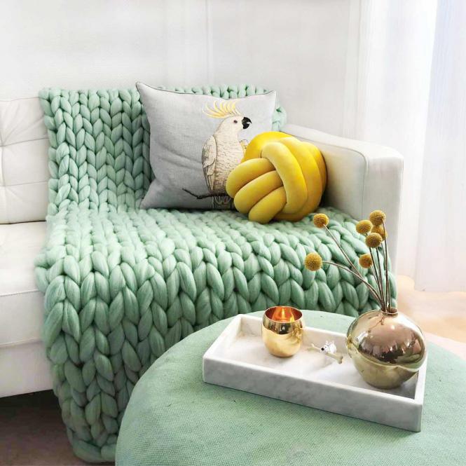 Wolldecke Cosima Chunky Knit, mint