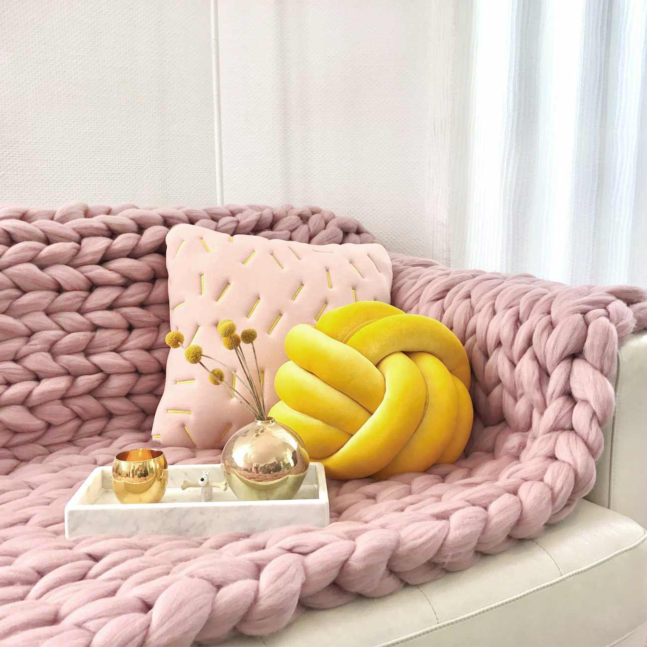 Wolldecke Cosima Chunky Knit, pale pink