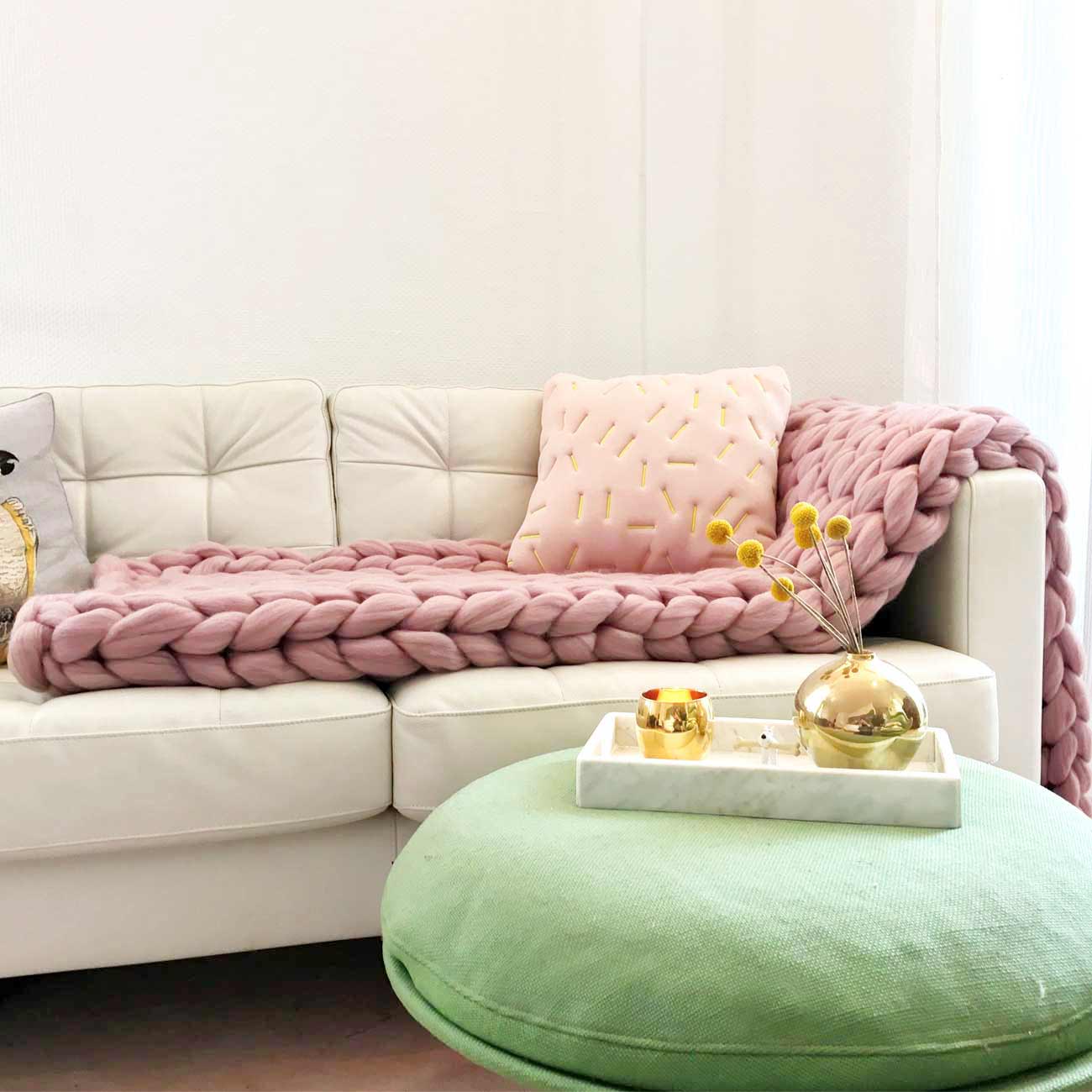 Wolldecke Cosima Chunky Knit, pale pink