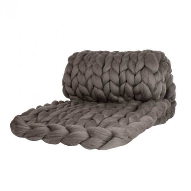 Wolldecke Cosima Chunky Knit, grau