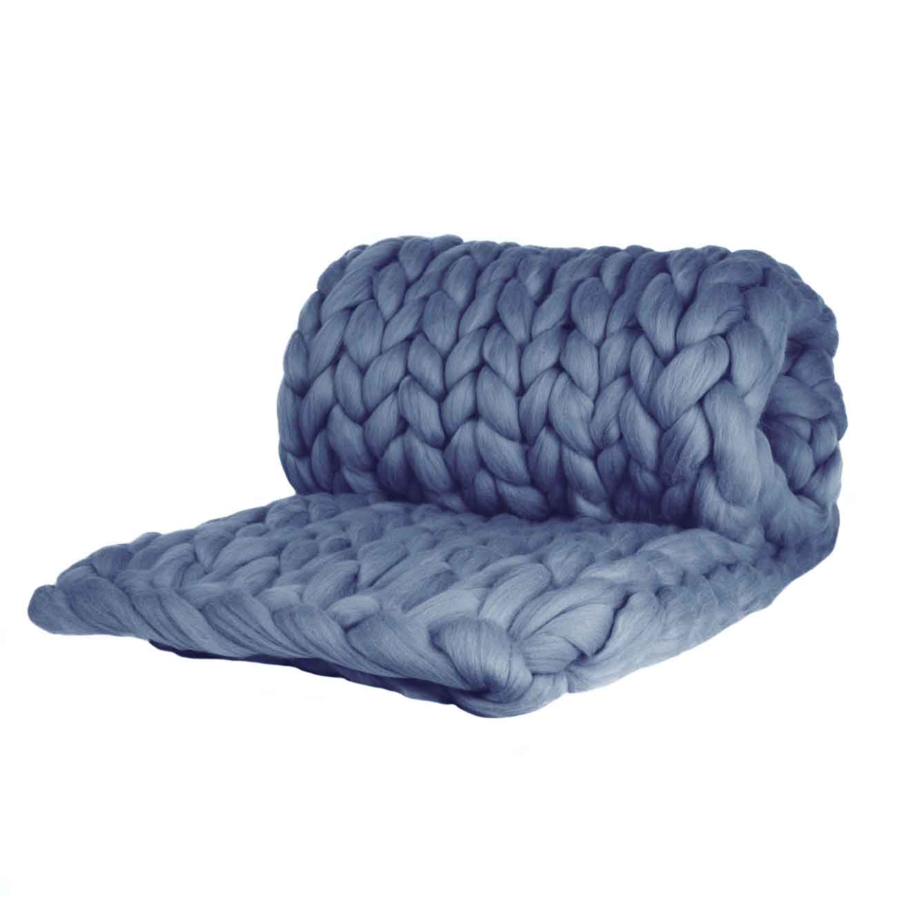 Wolldecke Cosima Chunky Knit, rauchblau