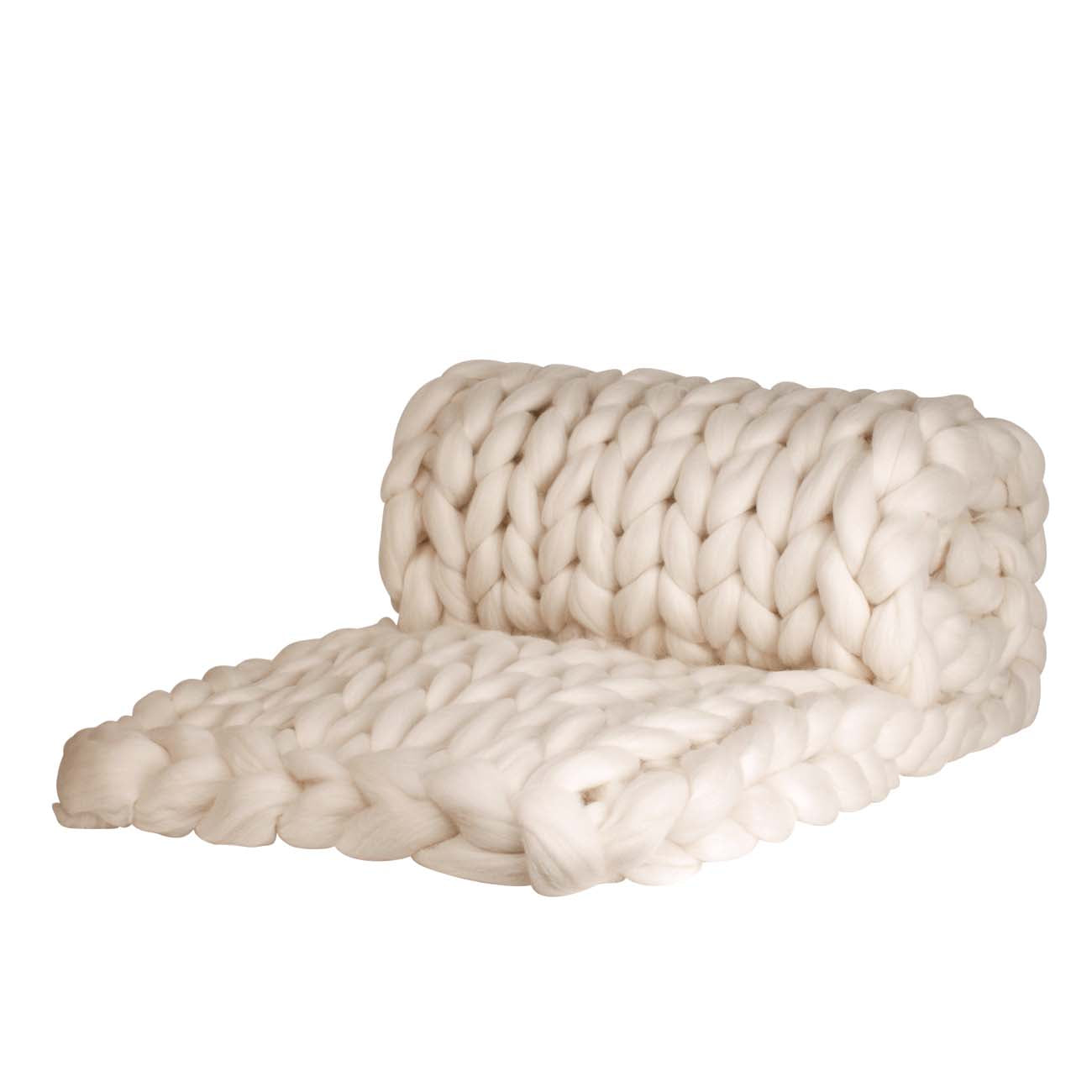 Wolldecke Cosima Chunky Knit, weiß