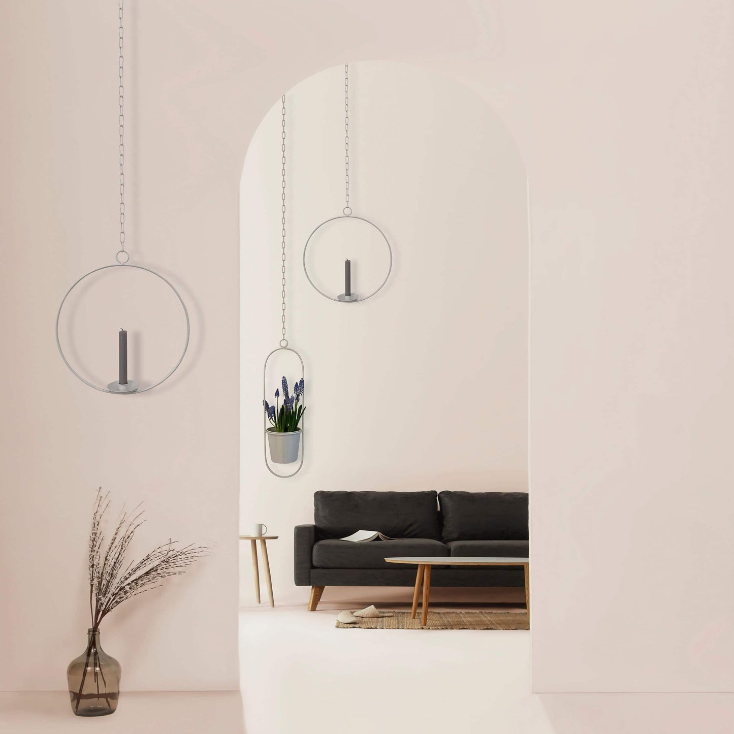 Hängetopf, Dekoring mit Blumentopf "Hanging Garden" Oval, weiß