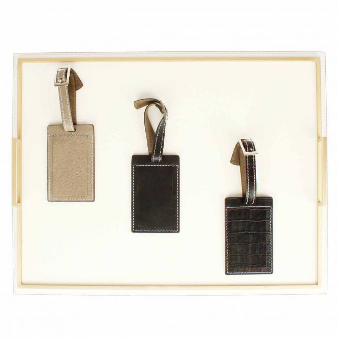 Kofferanhänger schwarz Kroko, schwarz