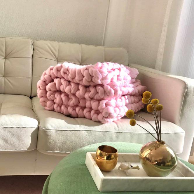 Wolldecke Cosima Chunky Knit, babypink