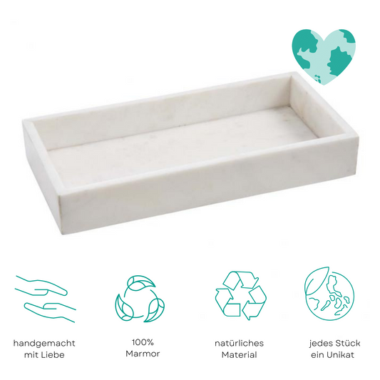 Marmortablett, rechteckig weiß
