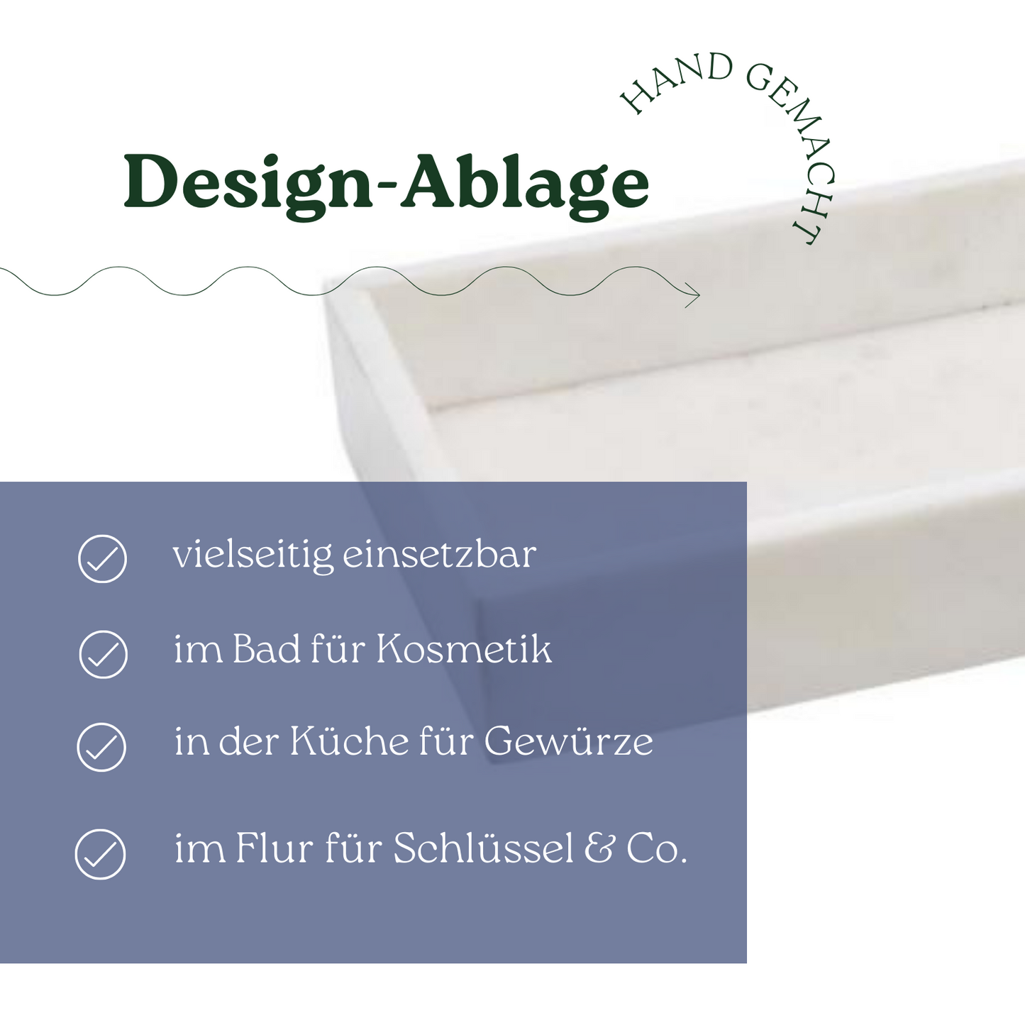 Marmortablett, rechteckig weiß