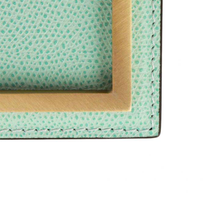 Ledertablett Defile rechteckig light blue/goldfarben