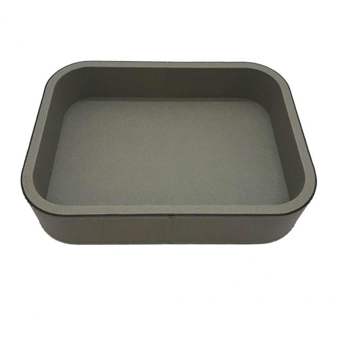 Stapelbare Ablageschale Polo mini Leder rechteckig 17x11x2.5cm, taupe