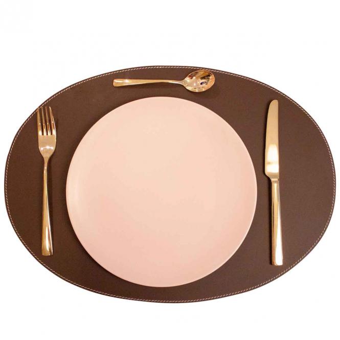 Leder Tischset, Lederunterlage KANON oval, braun
