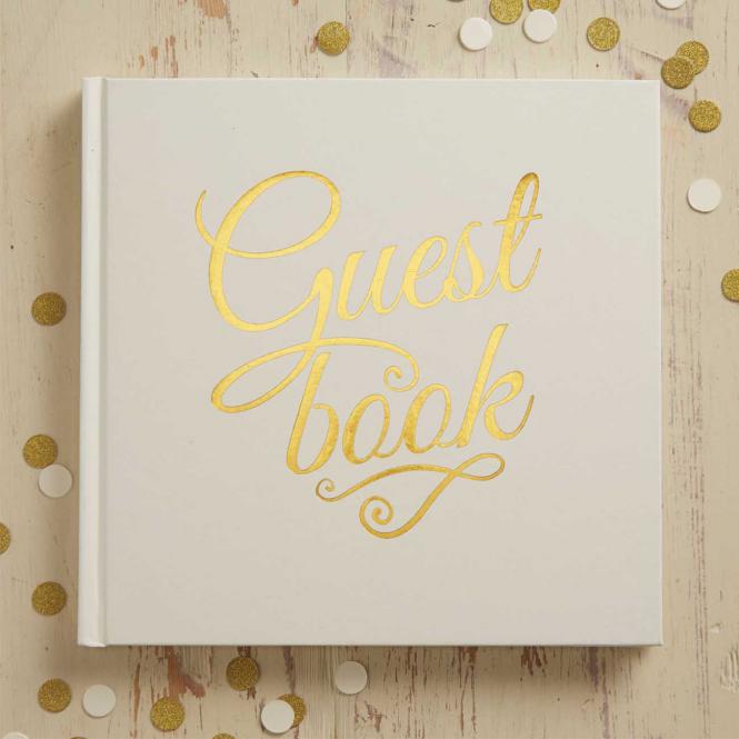Gästebuch "Guest Book" creme/ gold
