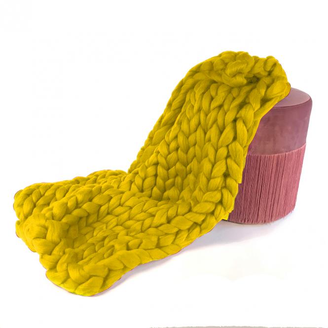 Wolldecke Cosima Chunky Knit, senfgelb
