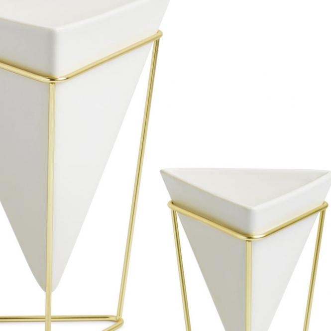 Behälter Trigg, 2er Set weiß/goldfarben