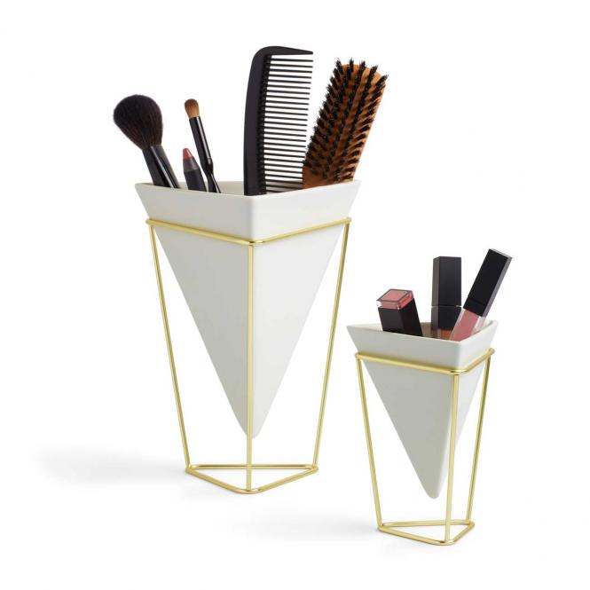 Behälter Trigg, 2er Set weiß/goldfarben