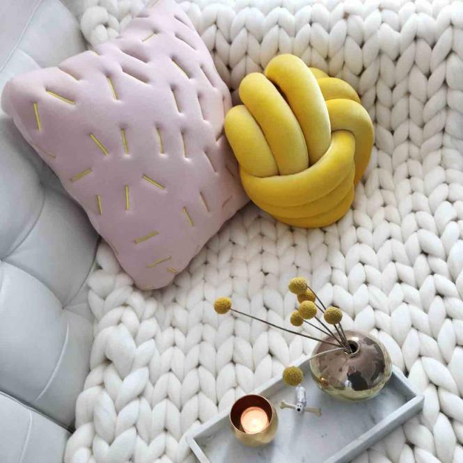 Wolldecke Cosima Chunky Knit, weiß